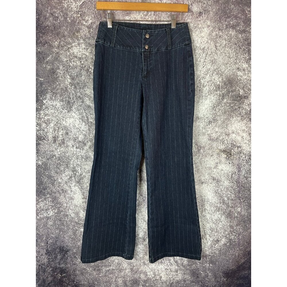 Esprit Jeans Womens 7‎ Vintage Stretch Wide Leg Pinstripe Denim Y2K Bareback